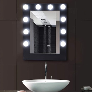 Hollywood Makeup Vanity Mirror W/Light Tabletops Lighted Mirror Dimmer LED Illuminated Cosmetic Mirror W/LED Dimmable Bulbs (Black - Oval)