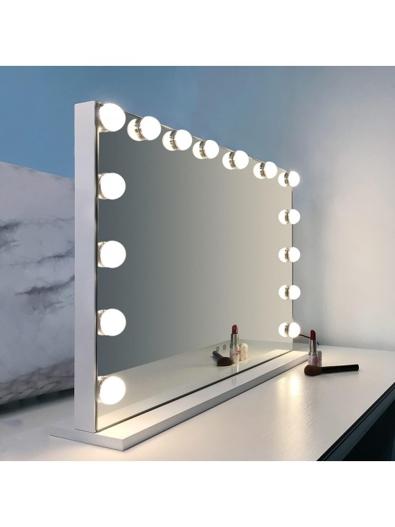 Vanity Mirror with Lights Large Makeup Mirror Lighted Hollywood Makeup Vanity Mirror Tabletop or Wall-Mounted Mirror with Dimmable LED Bulbs and USB Port for Bedroom & Dressing Room