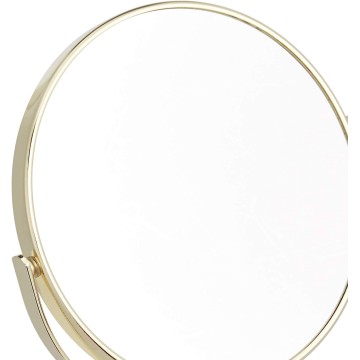 Basics Tabletop Mount Vanity Round Mirror, 1X/5X Magnification, Iron, 7.2"L x 4.92"W, Gold