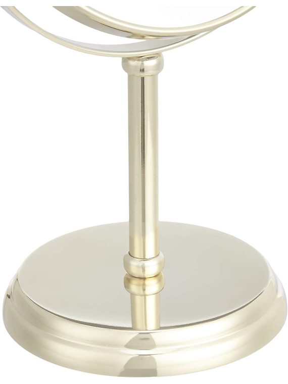 Basics Tabletop Mount Vanity Round Mirror, 1X/5X Magnification, Iron, 7.2"L x 4.92"W, Gold