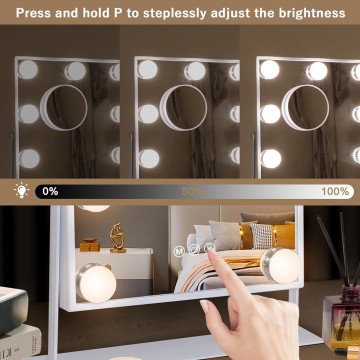 Vanity Mirror with Lights Lighted Makeup Mirror with 9 LED Bulbs Plug in Light Up Makeup Mirror with Lights 360 Rotation with 10x Magnifying Mirror Tabletop