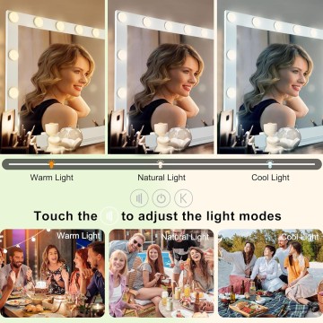 Vanity Mirror with Lights, 32 Inch Hollywood Lighted Makeup Mirror with 12 Dimmable LED Bulbs for Dressing Room, Tabletop, White