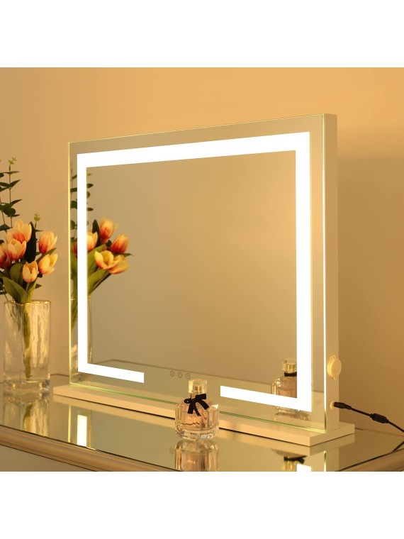 Makeup Vanity Mirror with Lights, Lighted Vanity Mirror, Table Top Lighted Beauty Mirror, Dimmable LED Light Strips, Hollywood Style Mirror, 28"x22"