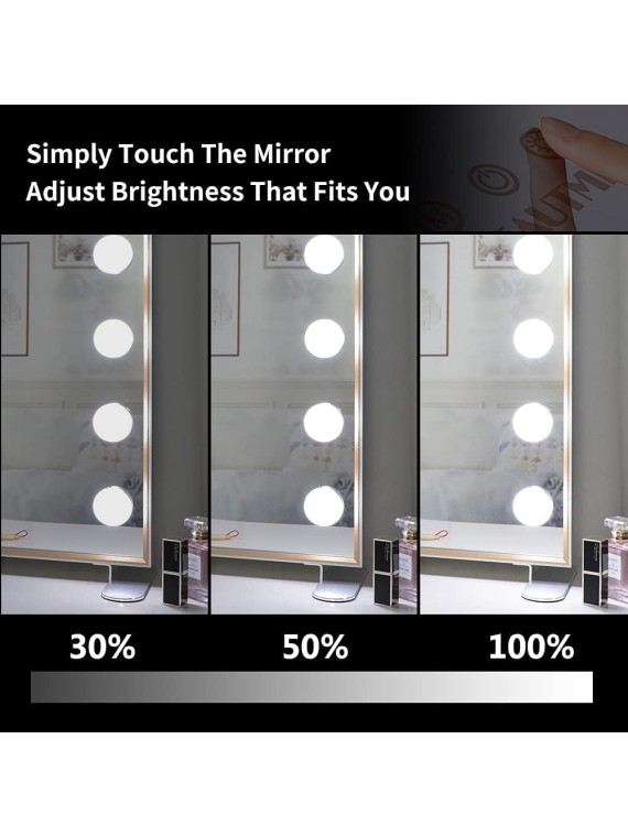 30"x22" Lighted Vanity Makeup Mirror with 15pcs LED Bulbs, Hollywood Vanity Mirror with Lights, 10X Magnification and 3 Color Light Modes, Perfect for Dressing Room Tabletop