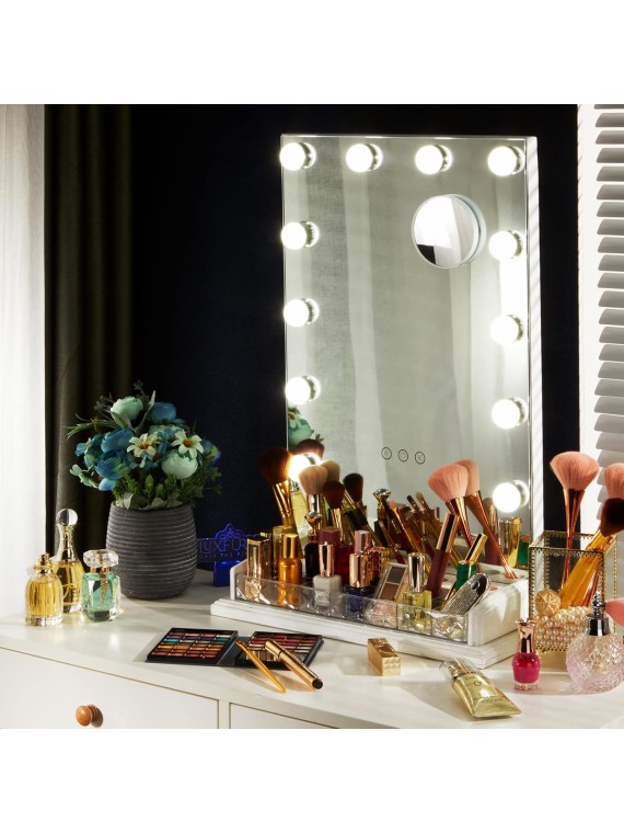 Vanity Makeup with Light, Hollywood Mirror Dimmable Light 12 Cold/Warm LED Lights Touch Control