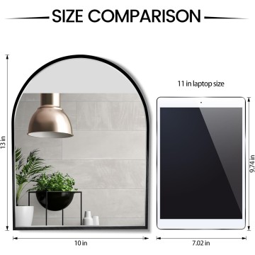 10x13 inch Black Small Arched Mirror for Bathroom Vanity Mirror or Wall Decor Arch Mirror Brushed Metal Frame Wall Mounted Mirror for Bathroom LivingRoom Bedroom Entryway