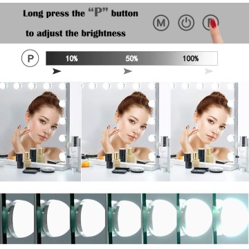 Vanity Mirror Makeup Mirror with Lights,Large Hollywood Lighted Vanity Mirror with 18 Dimmable LED Bulbs,3 Color Modes,Touch Control for Dressing Room & Bedroom,Tabletop or Wall-Mounted