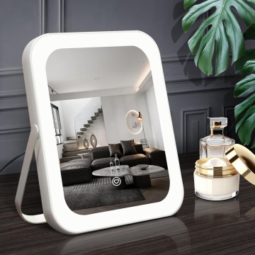 Vanity Mirror with Lights -8"x10" Upgrated Hollywood Lighted Makeup Mirror with 3 Color Light,Dimmable,Smart Touch Control,360°Rotation,Portable LED Cosmetic Mirror for Travel,Mom Gift for Mothers Day