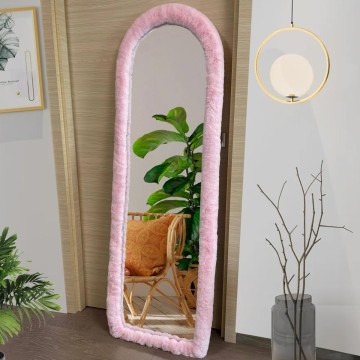 Fluffy Mirror Cover - 64"x21" Full Length Mirror Cover Universal Ultra Soft Non-Slip Cover Free Standing Full Body Mirror Cover Warm Home Decor for Living Room Bedroom Cloakroom, Gift for Girls