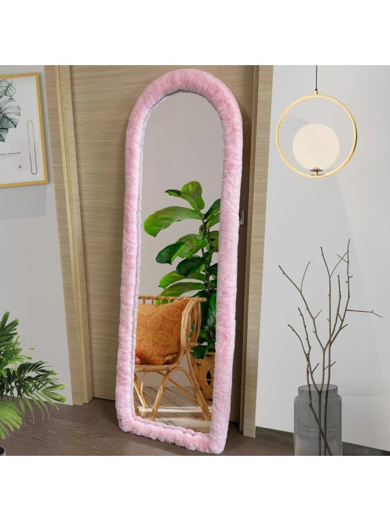 Fluffy Mirror Cover - 64"x21" Full Length Mirror Cover Universal Ultra Soft Non-Slip Cover Free Standing Full Body Mirror Cover Warm Home Decor for Living Room Bedroom Cloakroom, Gift for Girls