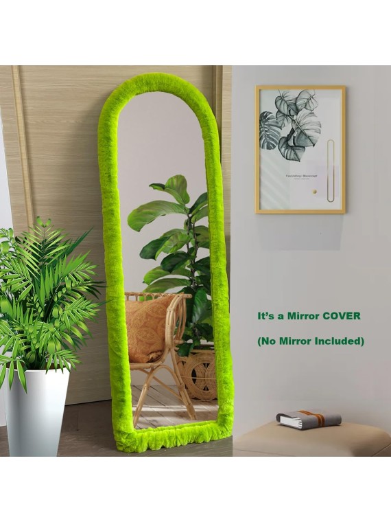 Fluffy Mirror Cover - 64"x21" Full Length Mirror Cover Universal Ultra Soft Non-Slip Cover Free Standing Full Body Mirror Cover Warm Home Decor for Living Room Bedroom Cloakroom, Gift for Girls