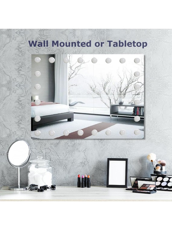 31.5"x 23.6" Vanity Mirror Makeup Mirror with Lights,10X Magnification,Large Hollywood Bluetooth Lighted Vanity Mirror with 15 LED Bulbs & Speaker,3 Color Modes,Touch Control for Wall-Mounted